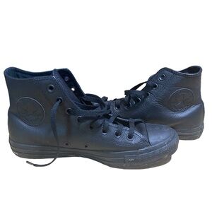 Converse Chuck Taylor All Star Leather Black Unisex Men's 7 Women's 9 Ex Cond